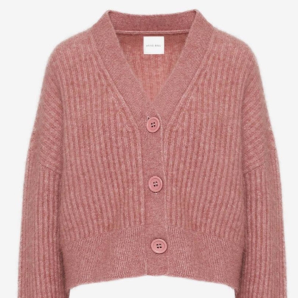NWOT Anine Bing Pink Maxwell Cropped Cardigan Size Extra Small